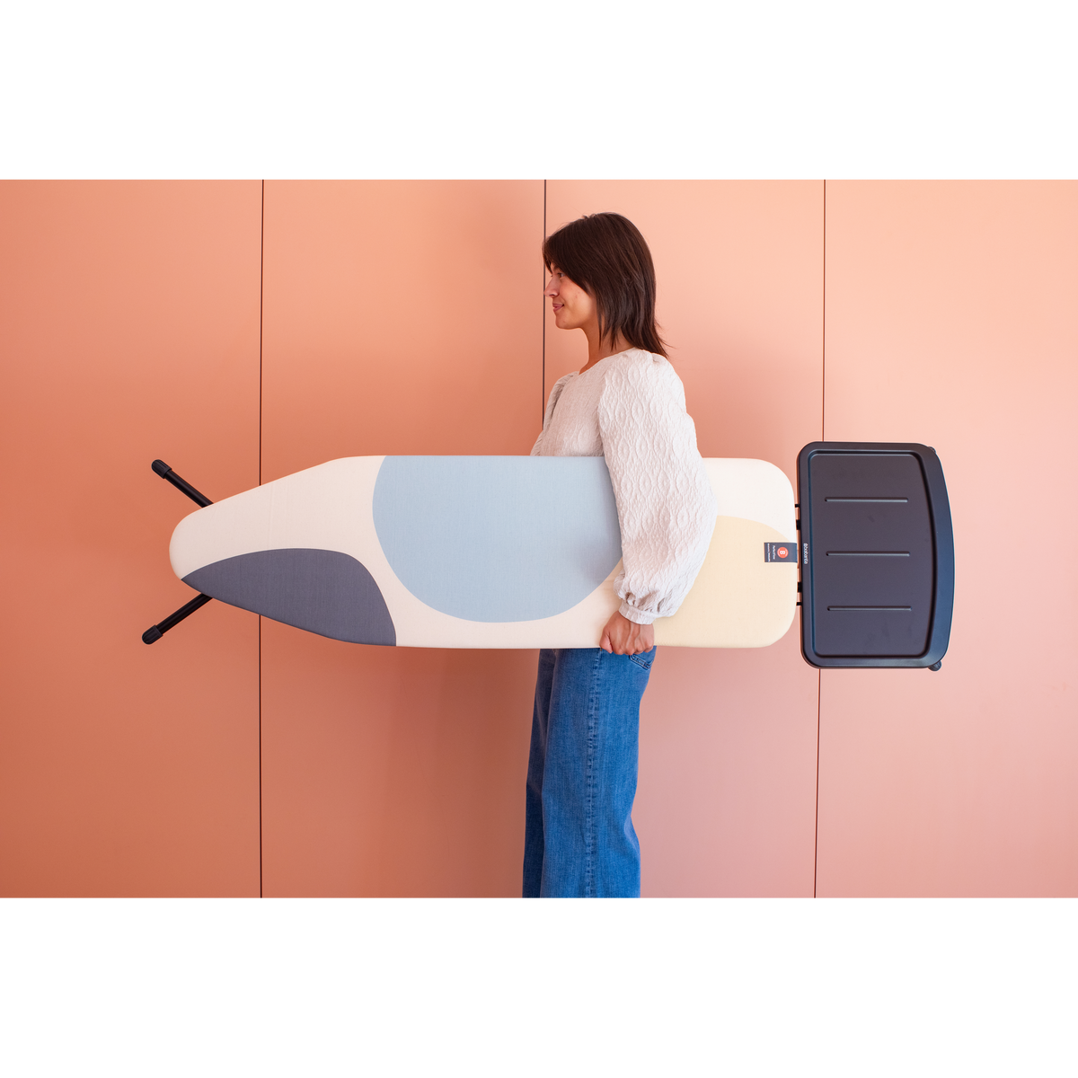 Brabantia Strijkplank B, 124x38 cm, solide stoomunithouder - Spring Bubbles