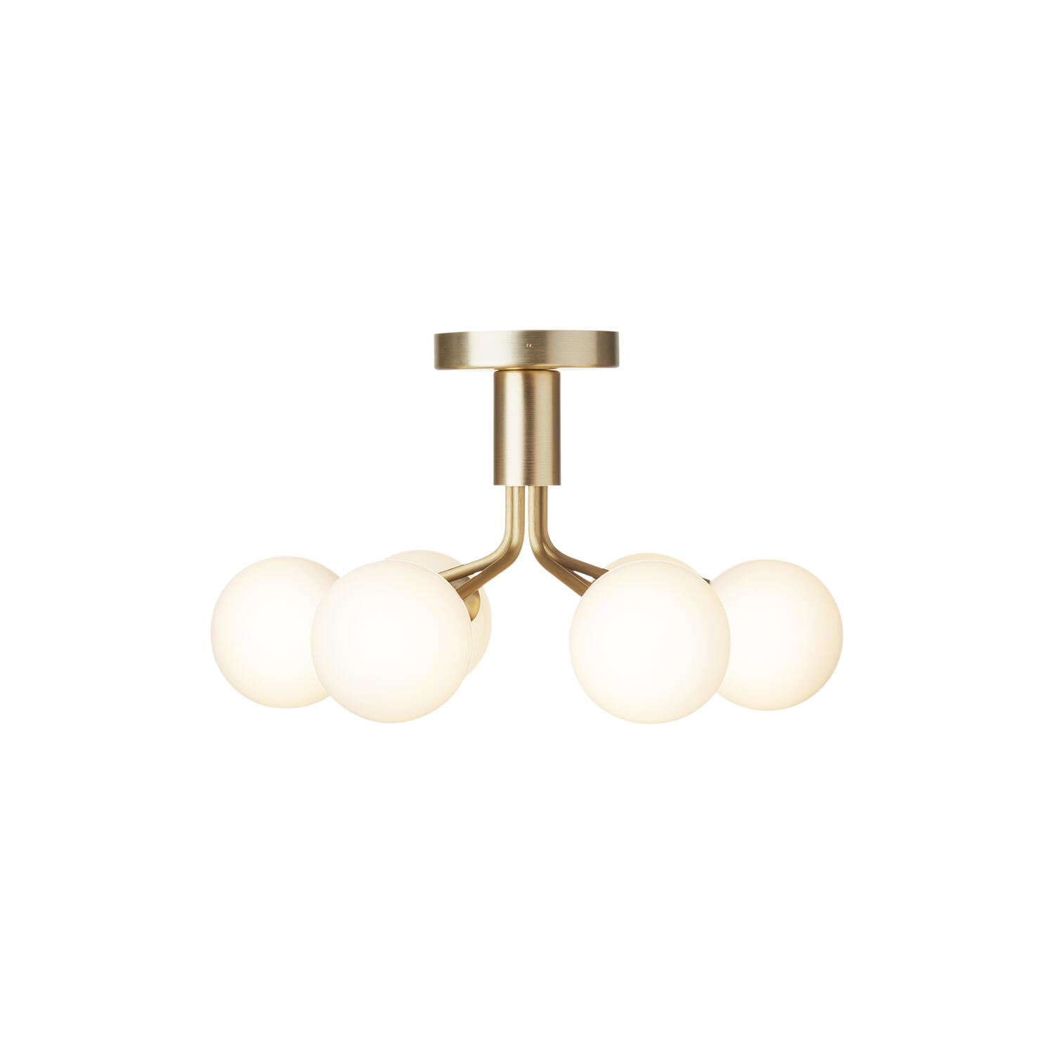 Apiales 6 Ceiling Lamp, brushed brass/opal