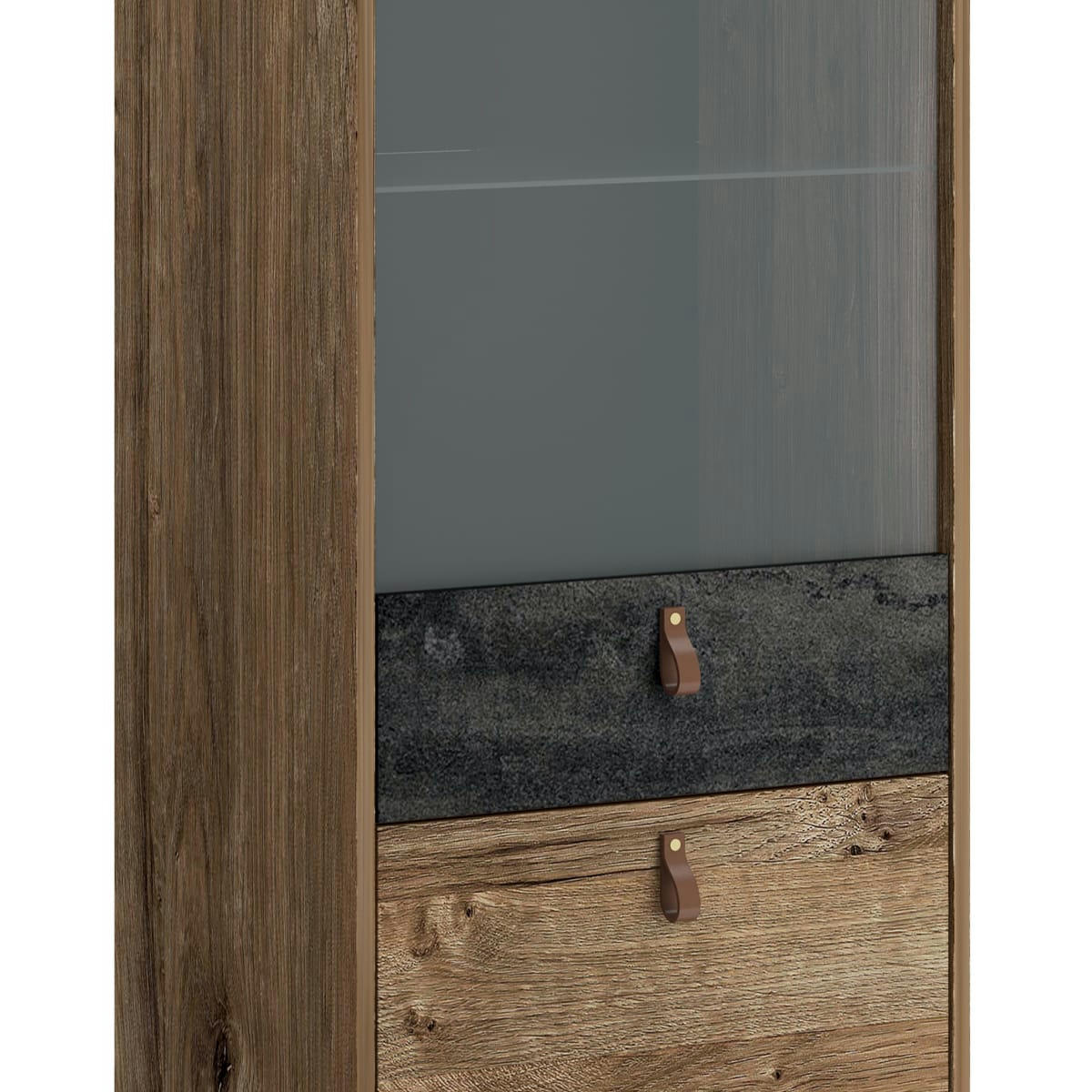 - Vitrine 2 portes naturelle et noire