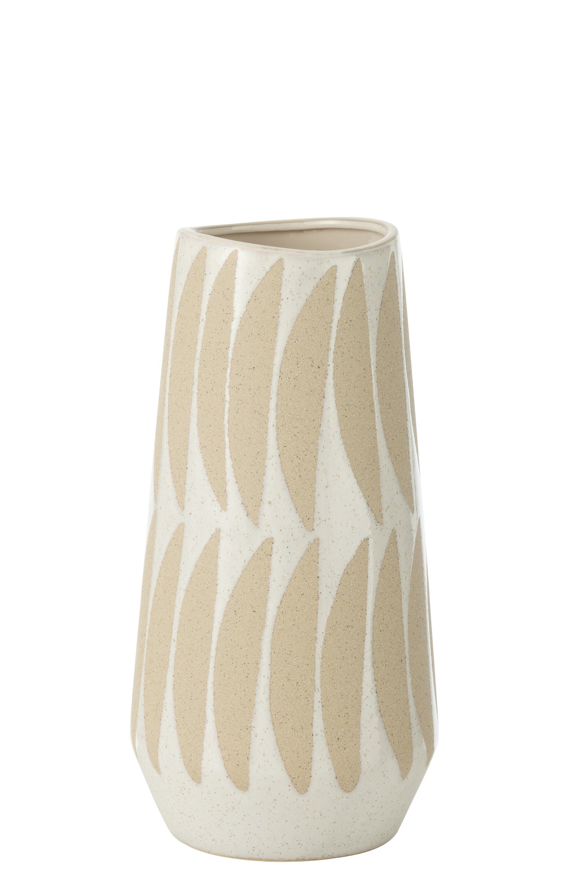 J-Line vaas Kai - keramiek - beige/wit - small - 32 cm hoog