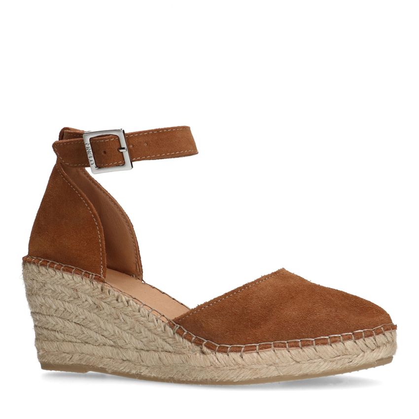 Manfield Cognac suède sleehakken