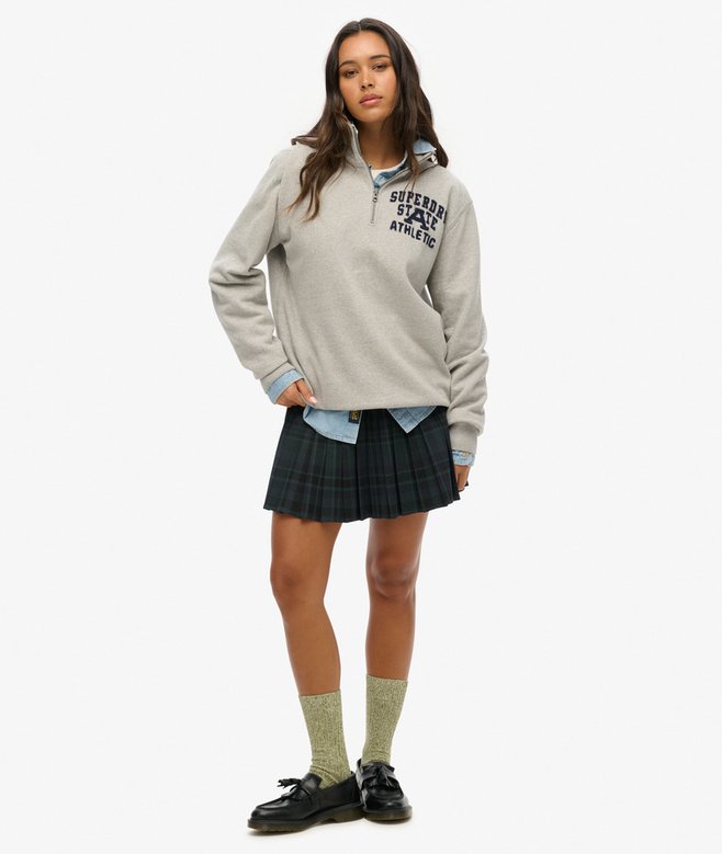 Oversized Vintage Athletic Zip Henley Jumper