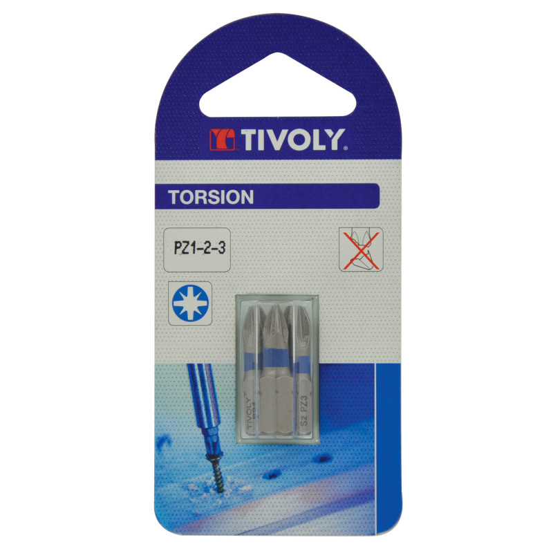 Set d'embouts de vissage Pozidriv Torsion 3 pièces TIVOLY