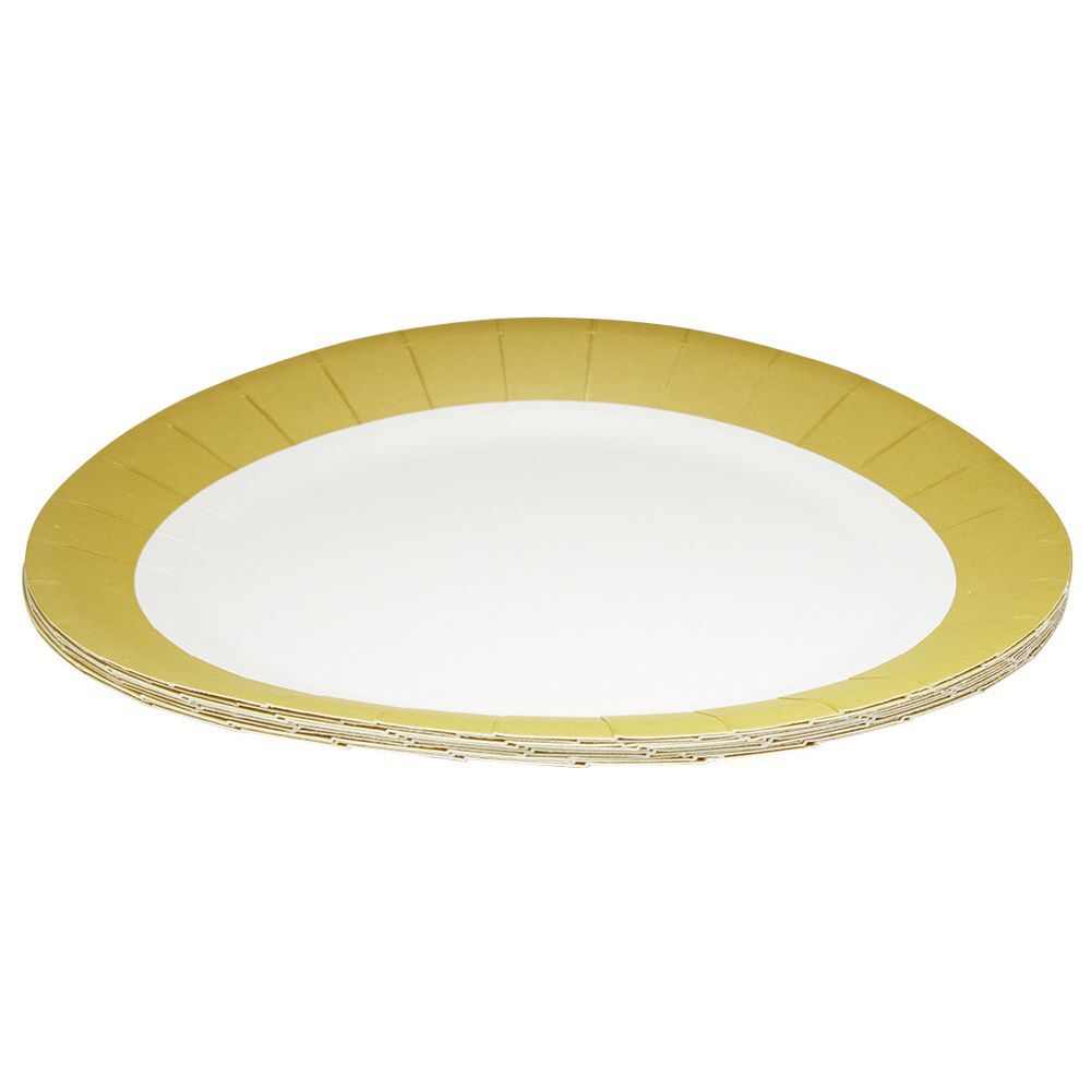 Lot de 10 assiettes en carton Ø23 cm doré