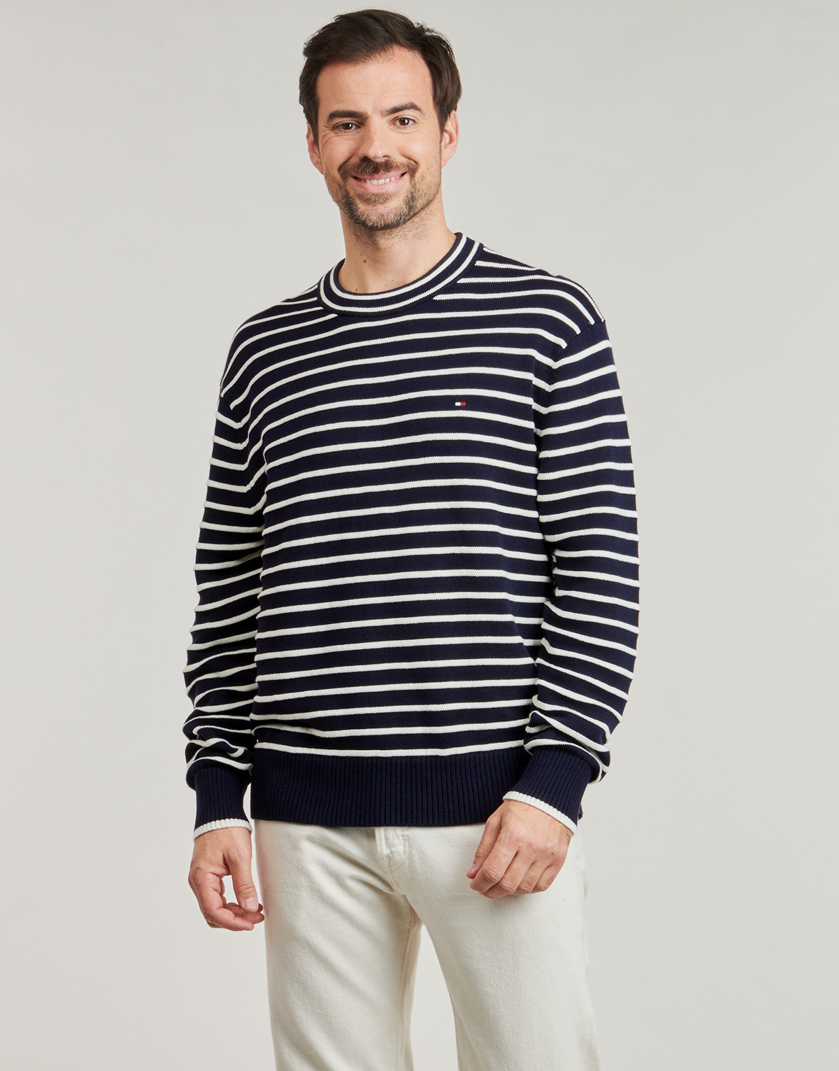 Tommy Hilfiger - BRETON STRUCTURE CREW NECK - Marine