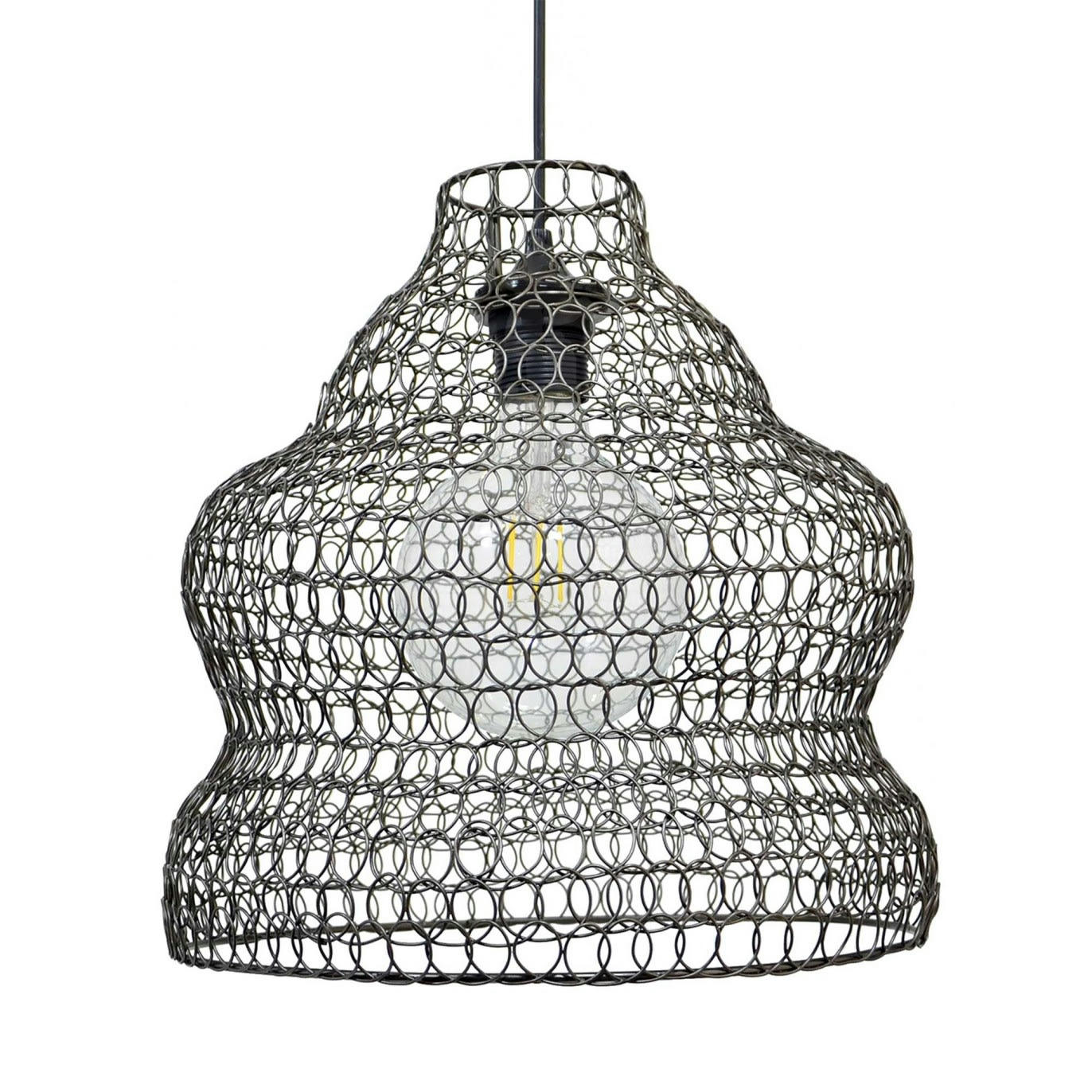 NAVONA - Suspension en métal grillagé gris anthracite