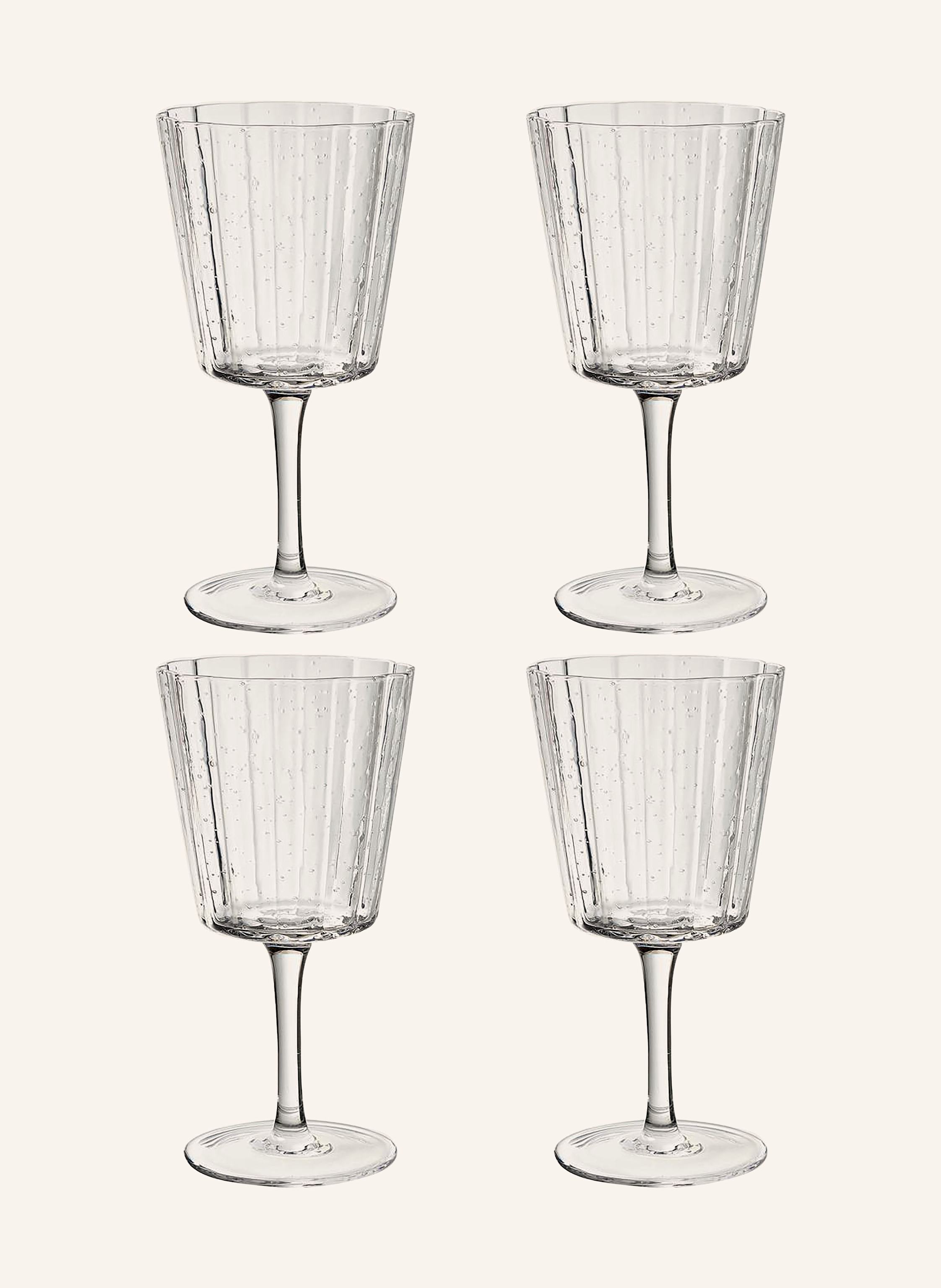 Westwing Collection 4er-Set Weingläser SCALLOP