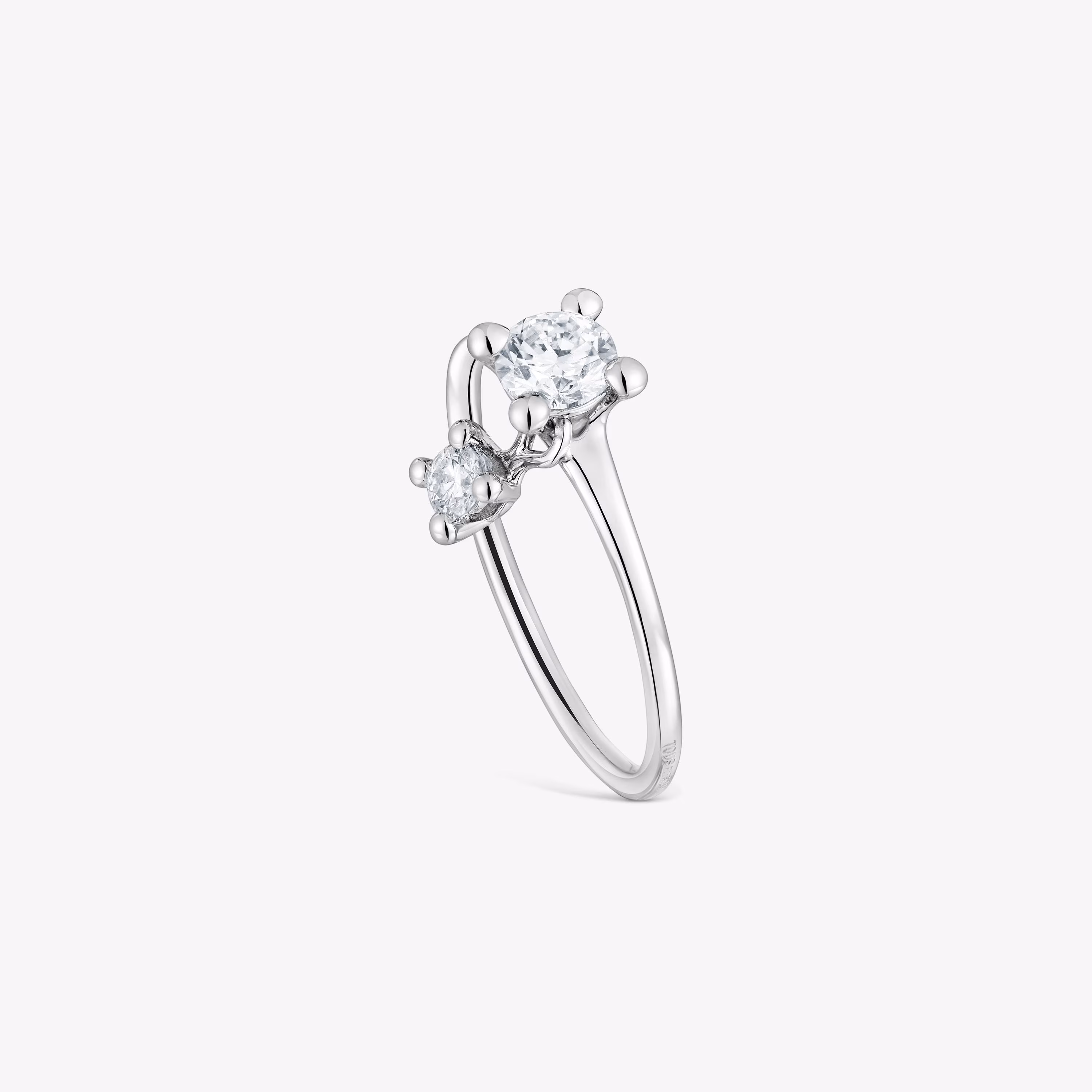 Anillo solitario y motivo colgante de platino con diamantes creados en laboratorio 0,45 ct Shine LGD