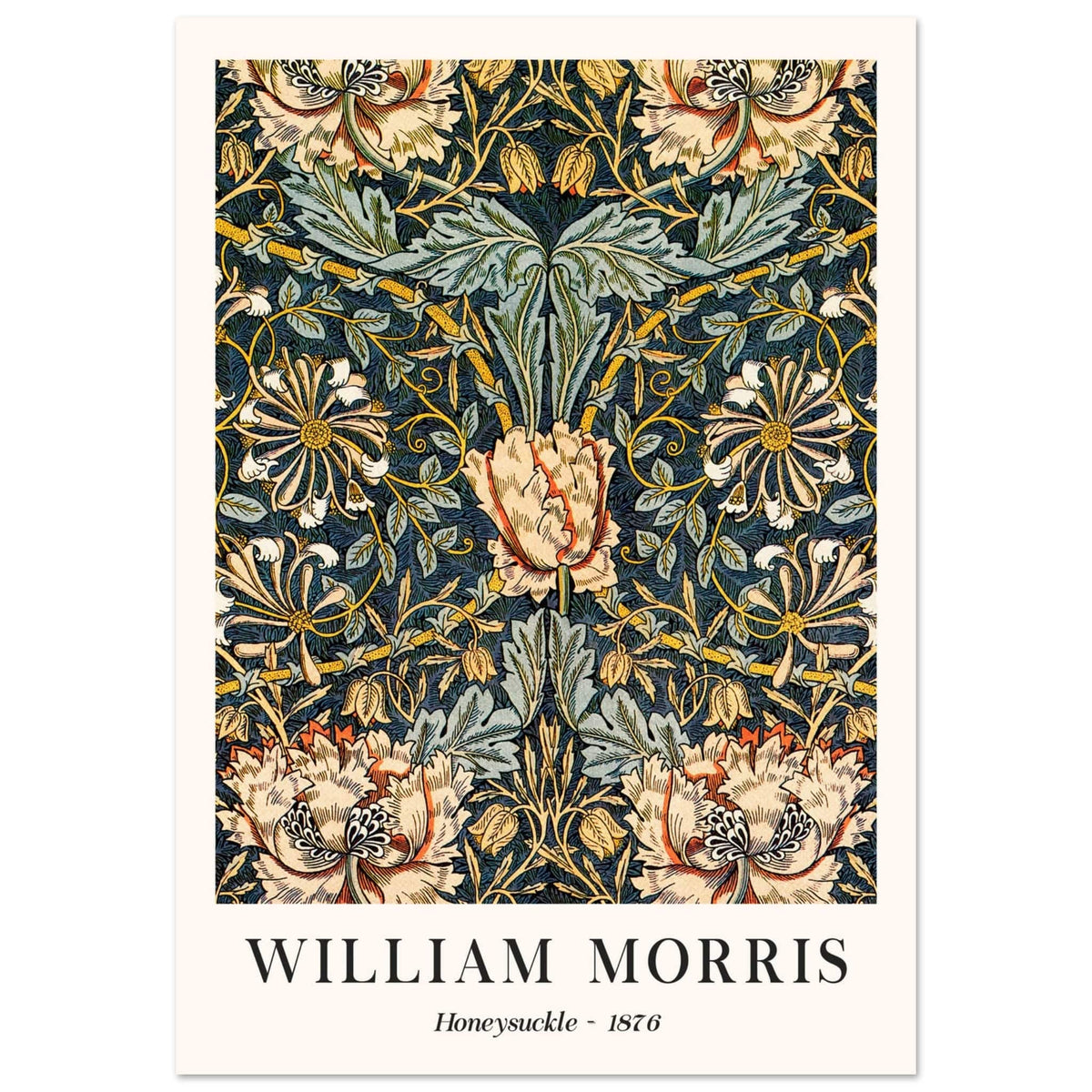 Artfulprints Poster William Morris - Honeysuckle 1876  - 70x100 cm - Donkergroen