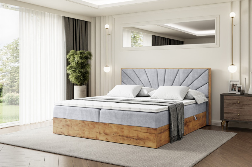 Łóżko kontynentalne z pojemnikiem i materacem H3 LOLLI6 - 120x200cm