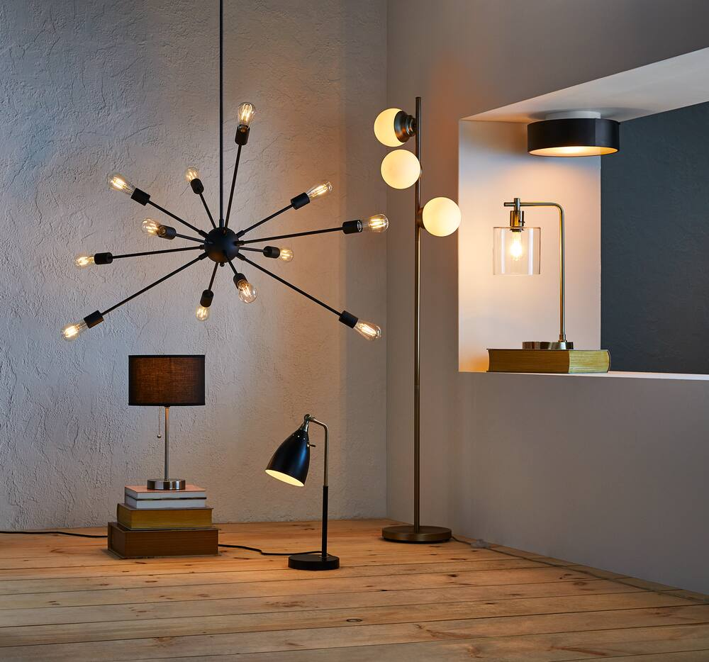 CANVAS 2-Light Circle Drum Shade Flush Mount Ceiling Light Fixture, Matte Black