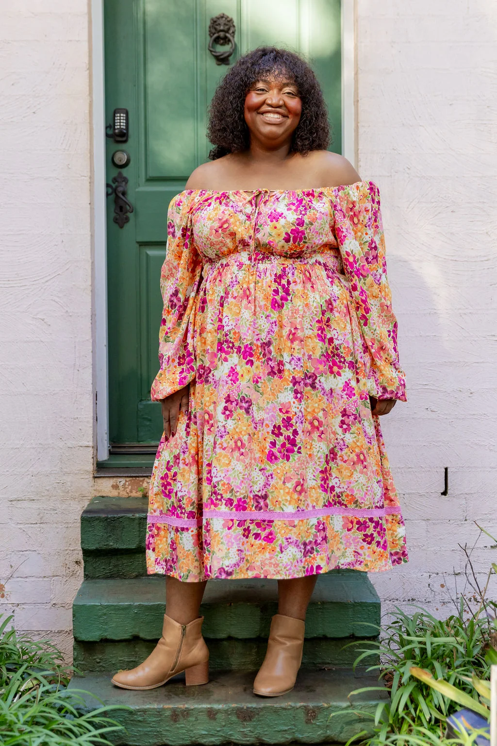 Long Sleeve Amberly Dress in Giardino Fall