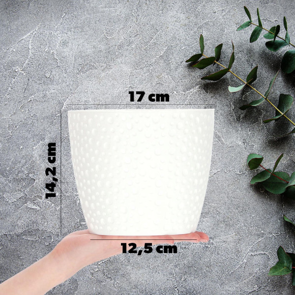 Doniczka Osłonka Okrągła Na Kwiaty Biała 17cm