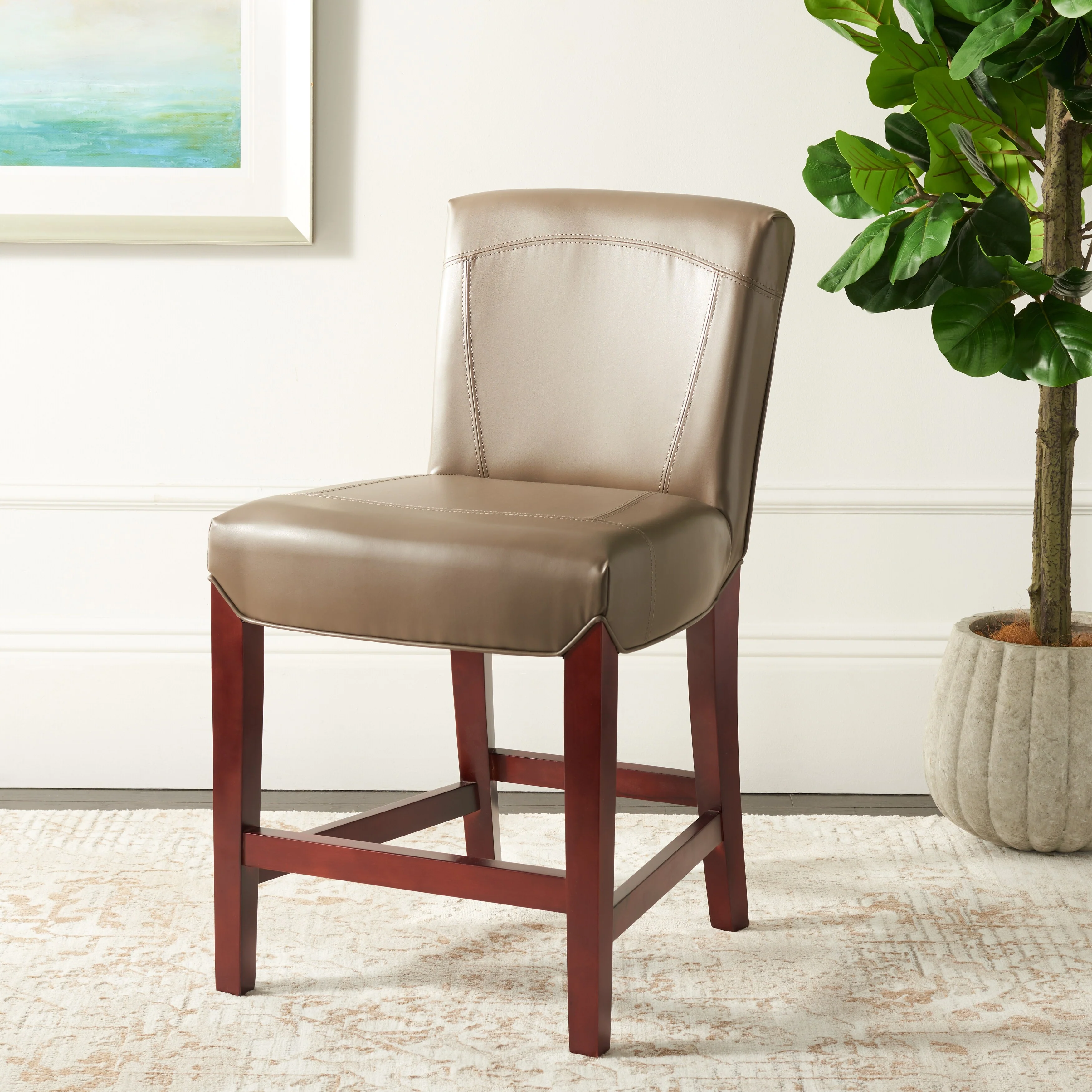 SAFAVIEH Alyson 23.8-inch Brown Counter Stool - 20.7 x 24.2 x 37 - 21Wx24Dx37H