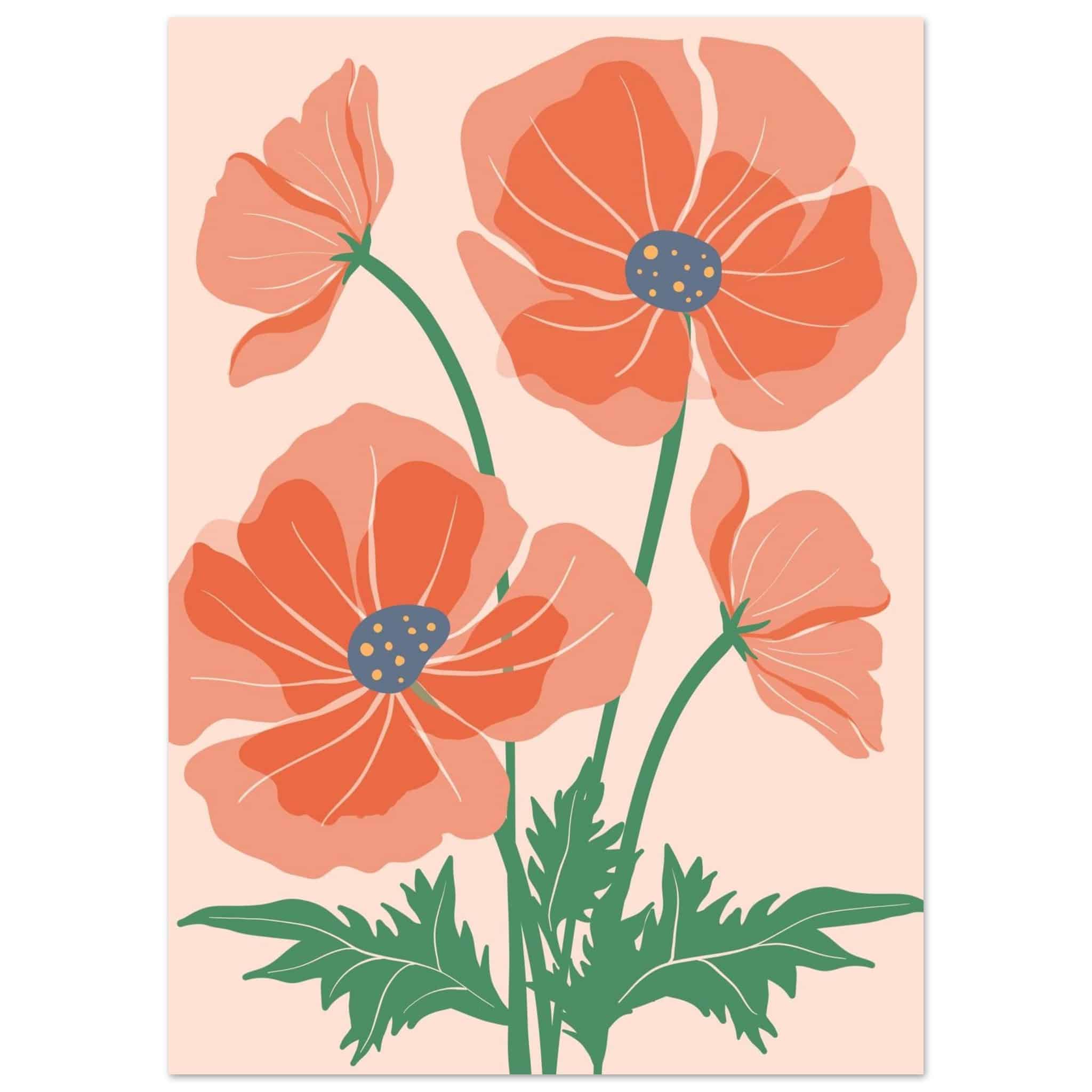 Artfulprints Poster Boho – Field flowers  - 50x70 cm - Oranje