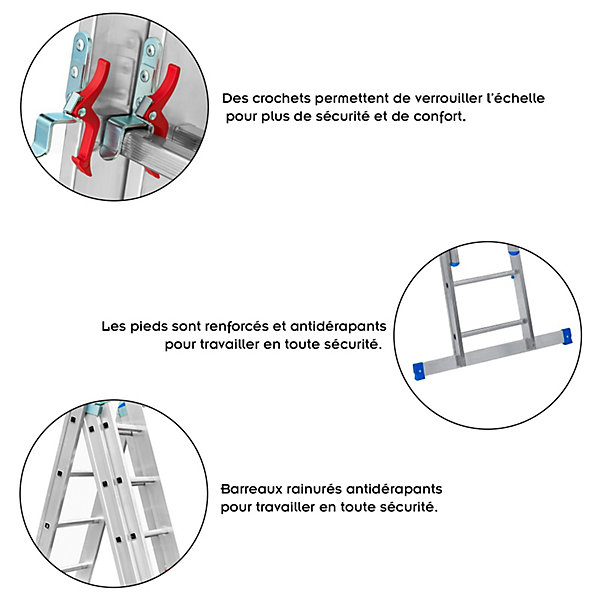 Echelle Professionnelle Transformable En Aluminium 3 Plans 12 Marches