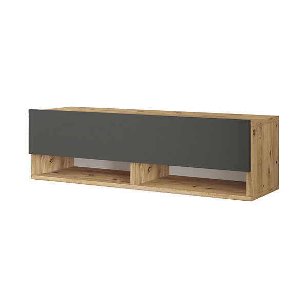 Meuble TV Laitila à porte 29,5 x 100 x 31,5 cm effet bois de pin / anthracite en.casa