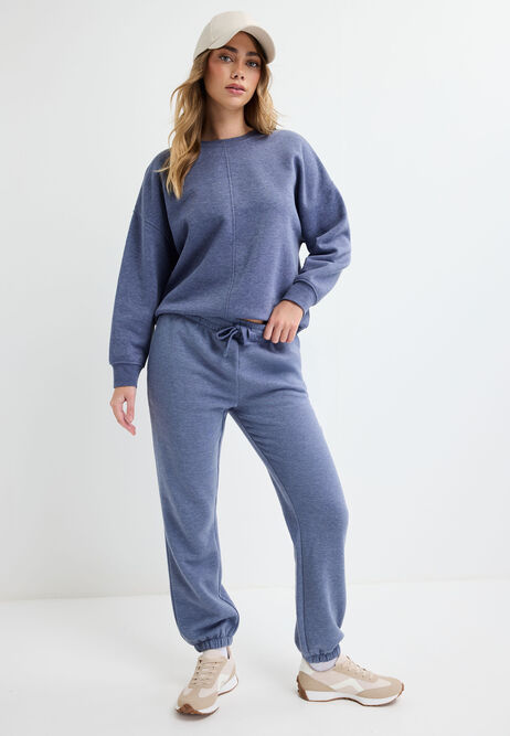 Womens Blue Cotton Rich Cuffed Joggers