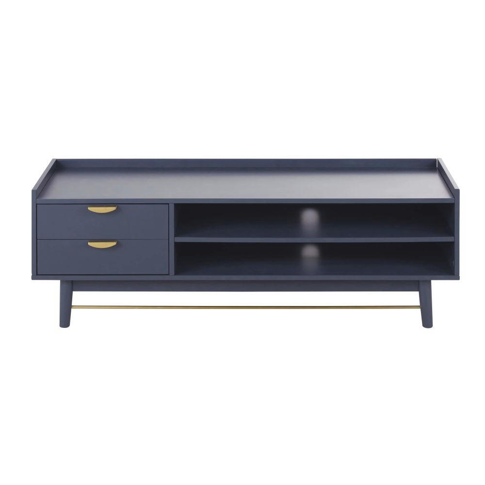 Penelope - Meuble TV 2 tiroirs bleu foncé