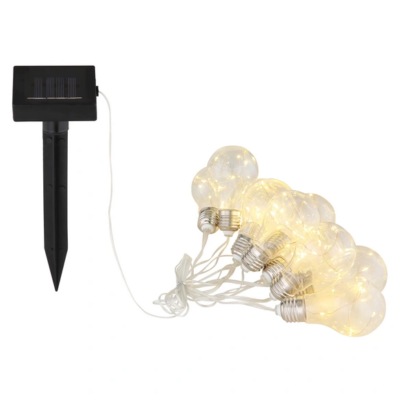 Solarlichterkette, 10 LEDs, silbergrau