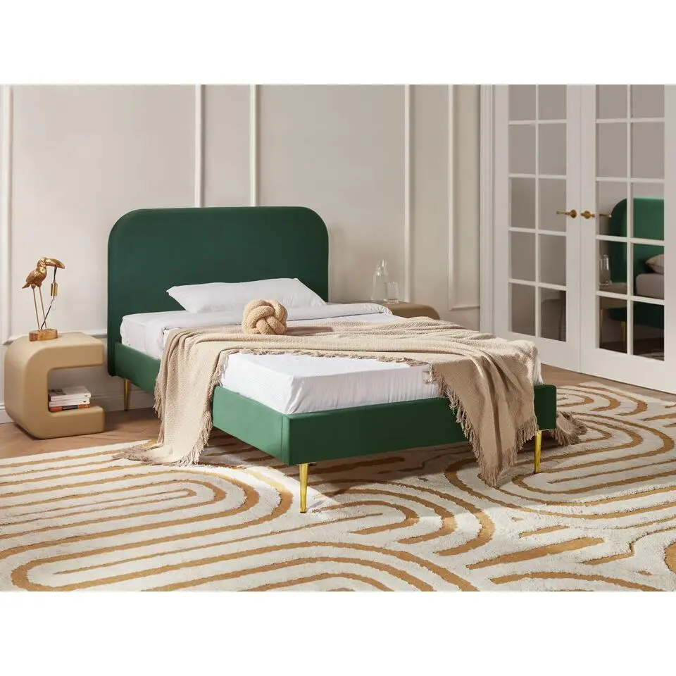 FLAYAT - Eenpersoonsbed - Donkergroen - 120 x 200 cm - Fluweel