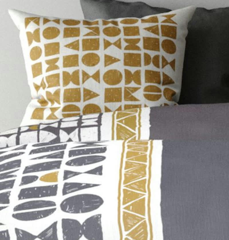 UNION - Parure housse de couette coton marron 140x200 cm