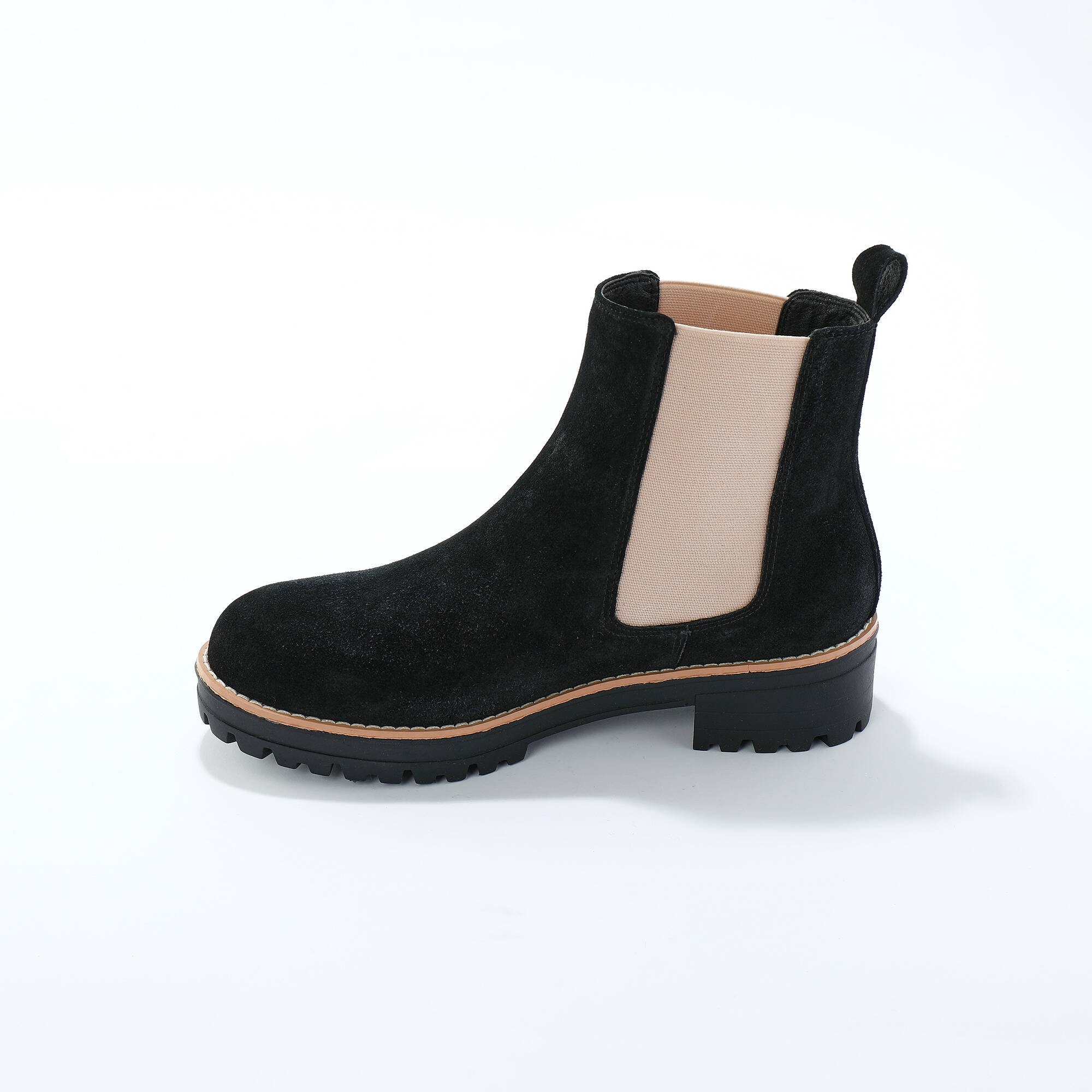 Boots chelsea cro&ucirc;te de cuir, semelle crantée épaisse