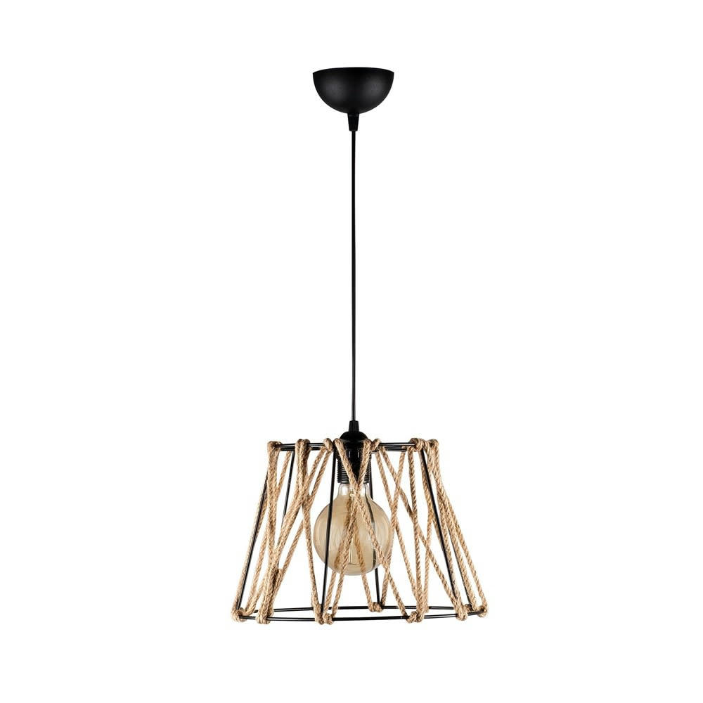 KAVANA - Suspension minimaliste noir avec cordes décoratives