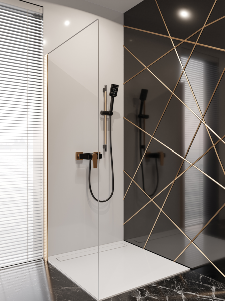 Bateria Prysznicowa Midnight Invena Trend, Black/ Gold Rose