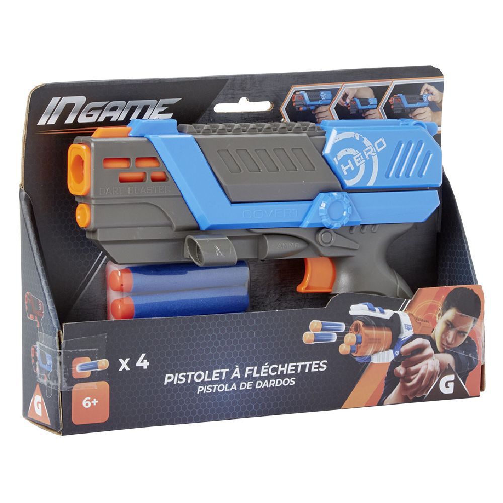 Pistolet   4 fléchettes en mousse