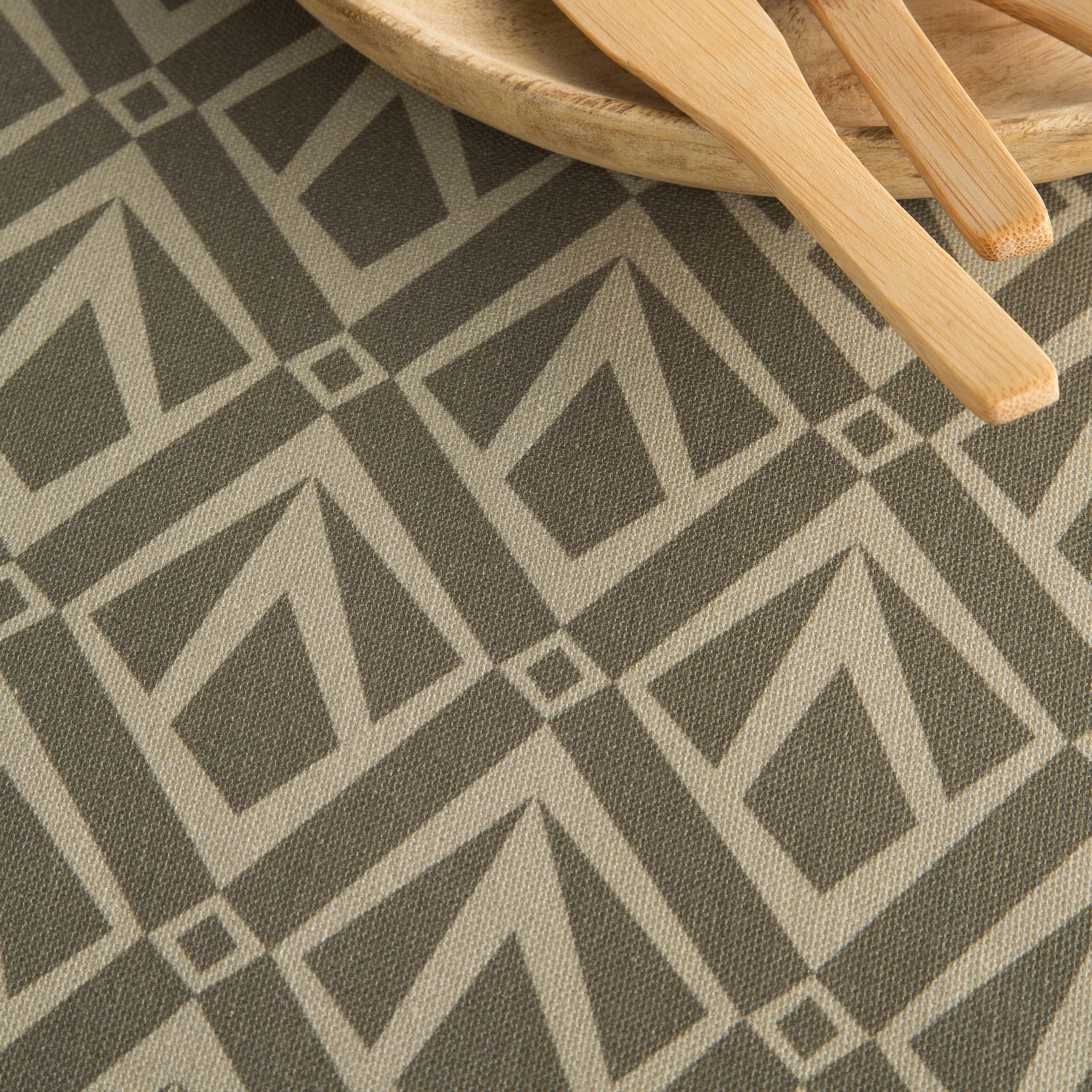 DIAMOND MARRÓN - Nappe en coton biologique antitâche imprimée marron 140x300 cm