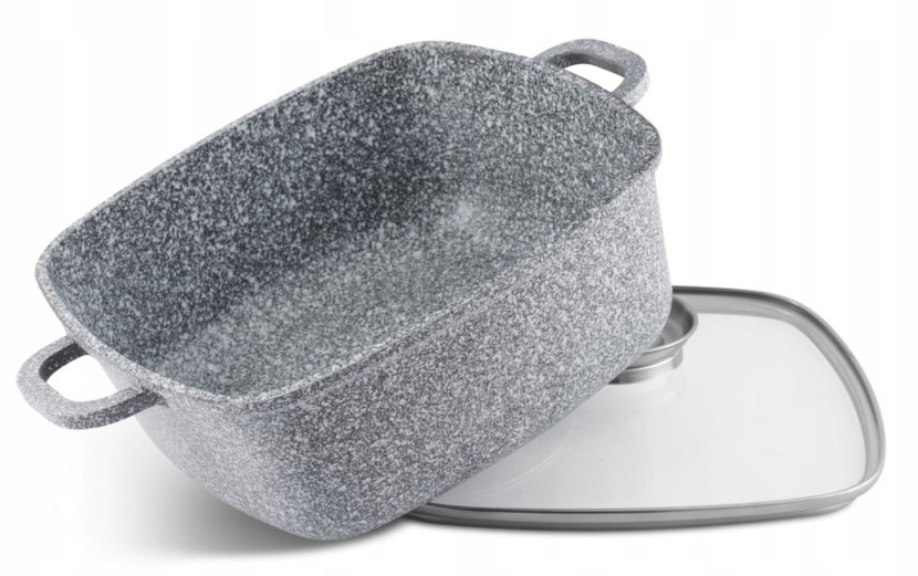 Kwadratowy Garnek Granitowy 2.8 L Z Pokrywką 20Cm Na Indukcję Gaz Masterpan