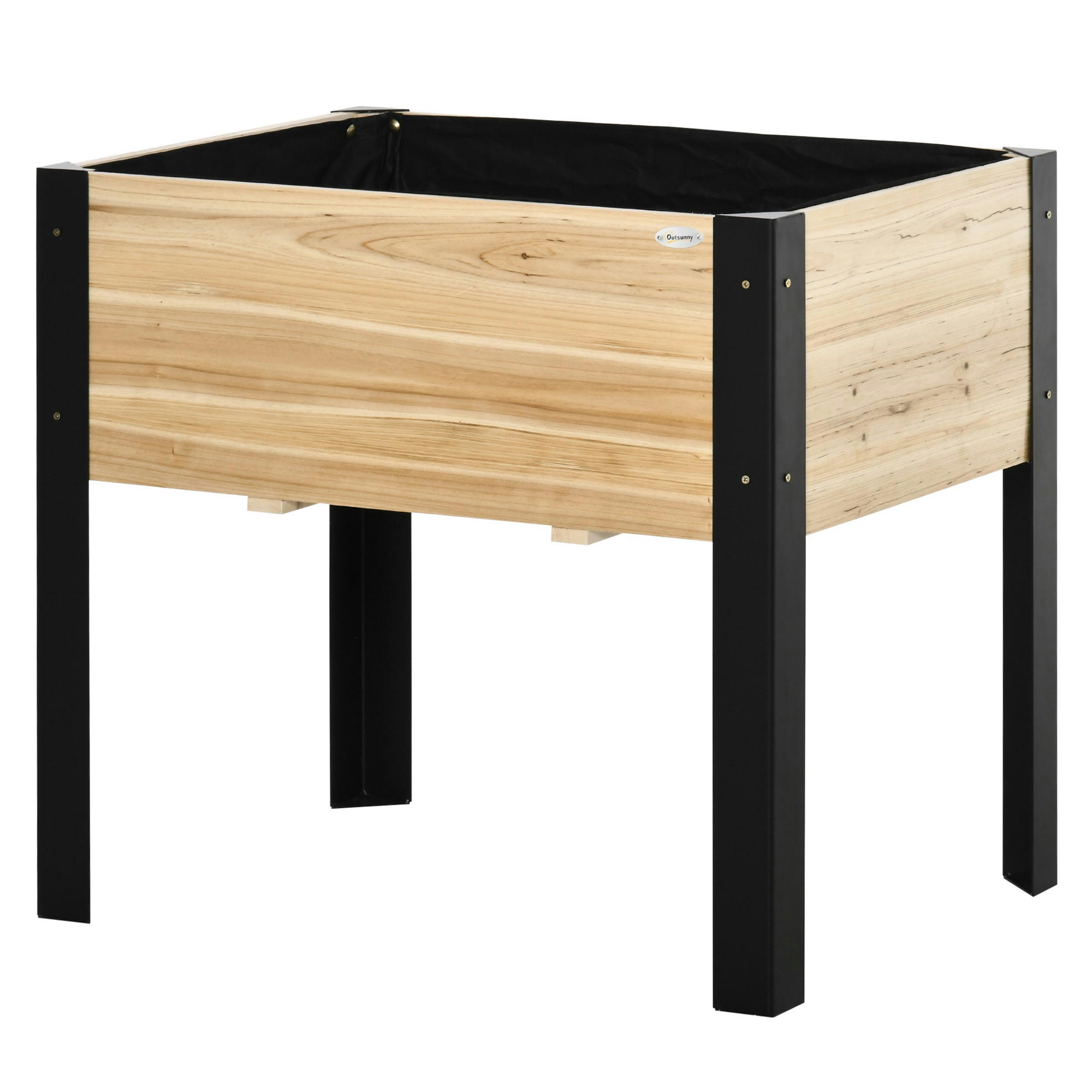 - Jardinière sur pieds - potager - métal époxy noir bois sapin