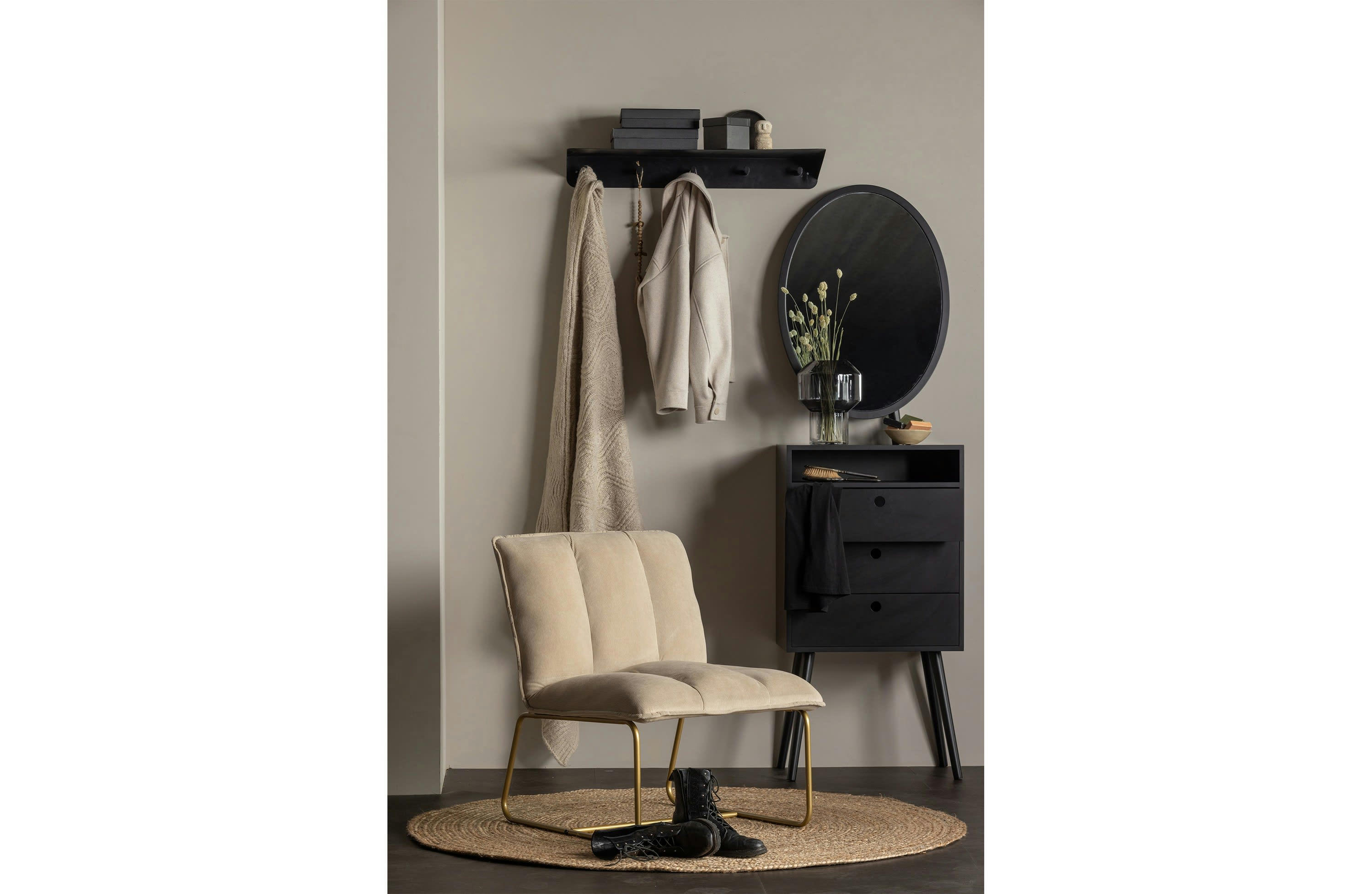 ROSS - Tapis rond en tissu de jute beige D150