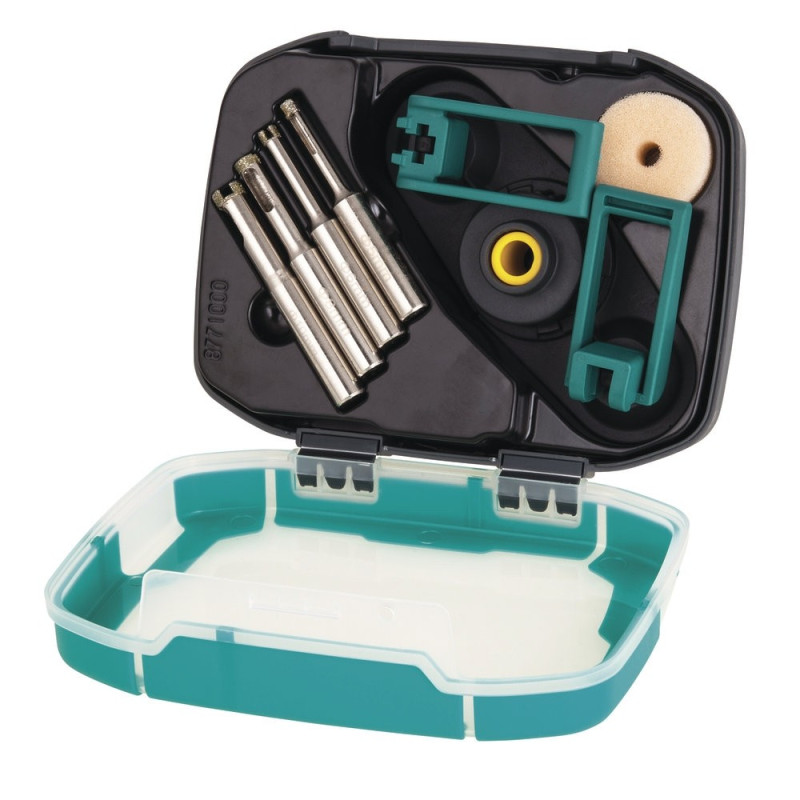 Coffret de trépans diamant pour carrelage avec guide et 2 ventouses