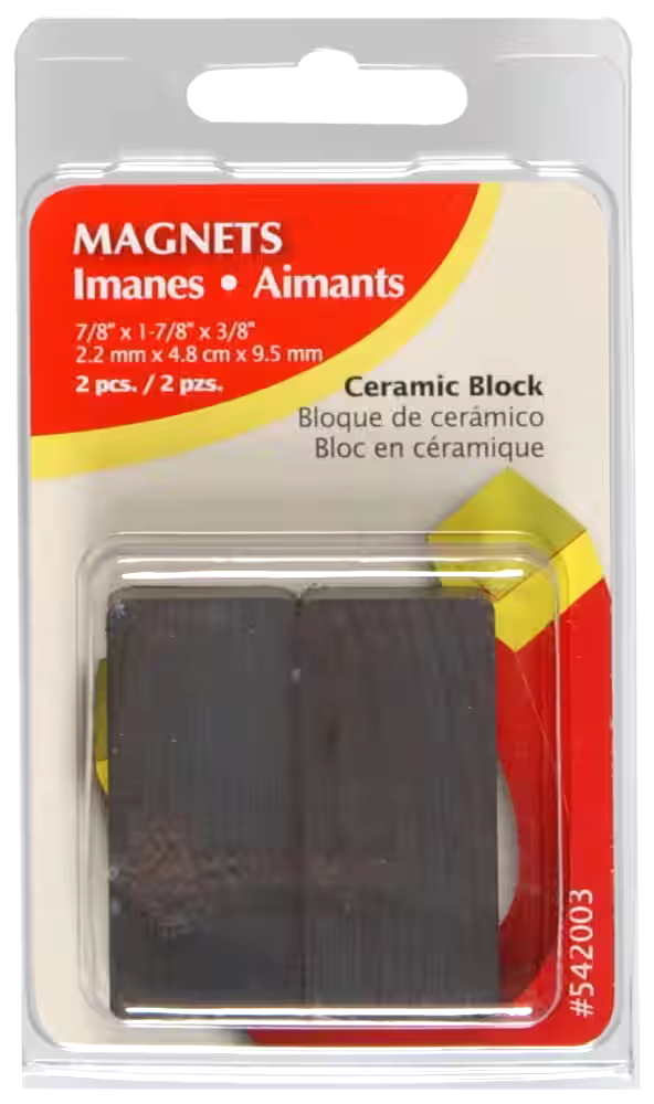 Hillman Heavy Duty Ceramic Block Magnet, 1-7/8 x 7/8 x 3/8-in