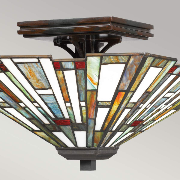 Plafon witrażowy multikolor piramida 36,7cm Maybeck 2xE27x60W IP20 Quoizel