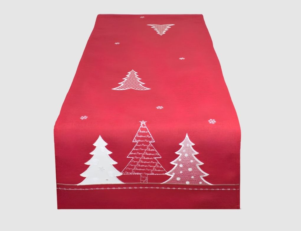 Tischläufer Weihnachten Tannenbaum Rot