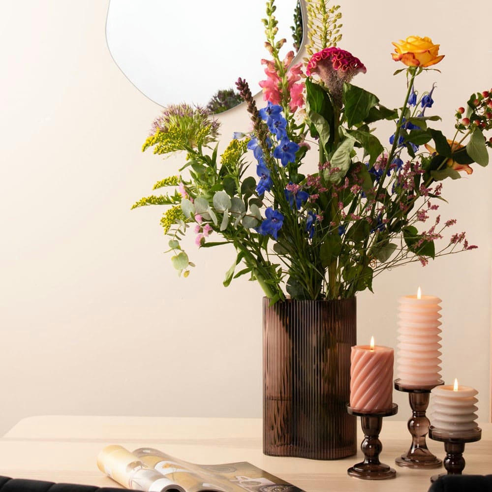 WAVE - Vase allure wave large verre marron