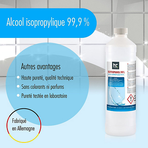 Isopropanol 99,9% 1 x 5 L - Alcool Ispopropylique Pour Nettoyer Et Dégraisser - Solvant Puissant - Polyvalent