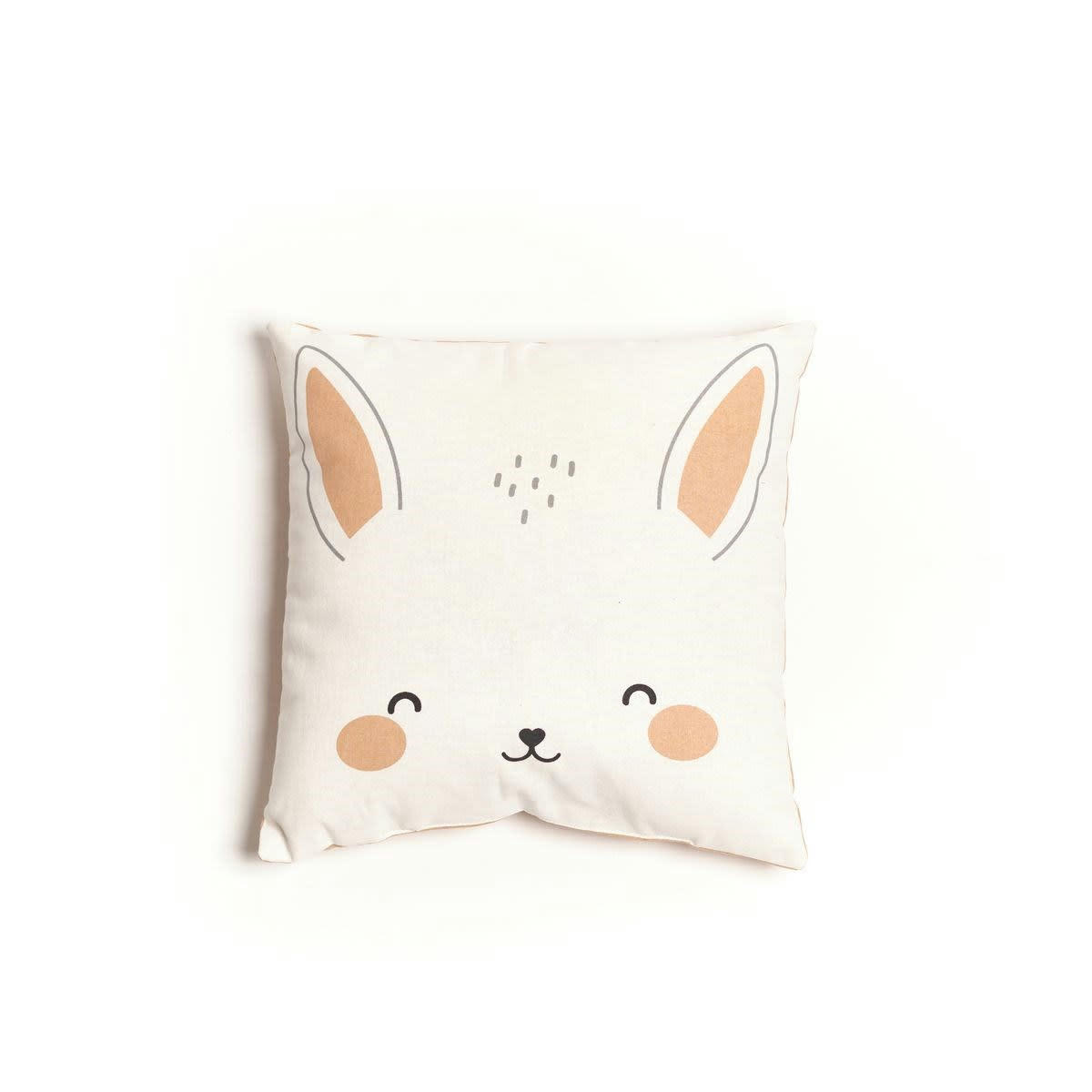 FUNNY LAPIN - Coussin imprimé en coton rose 40x40