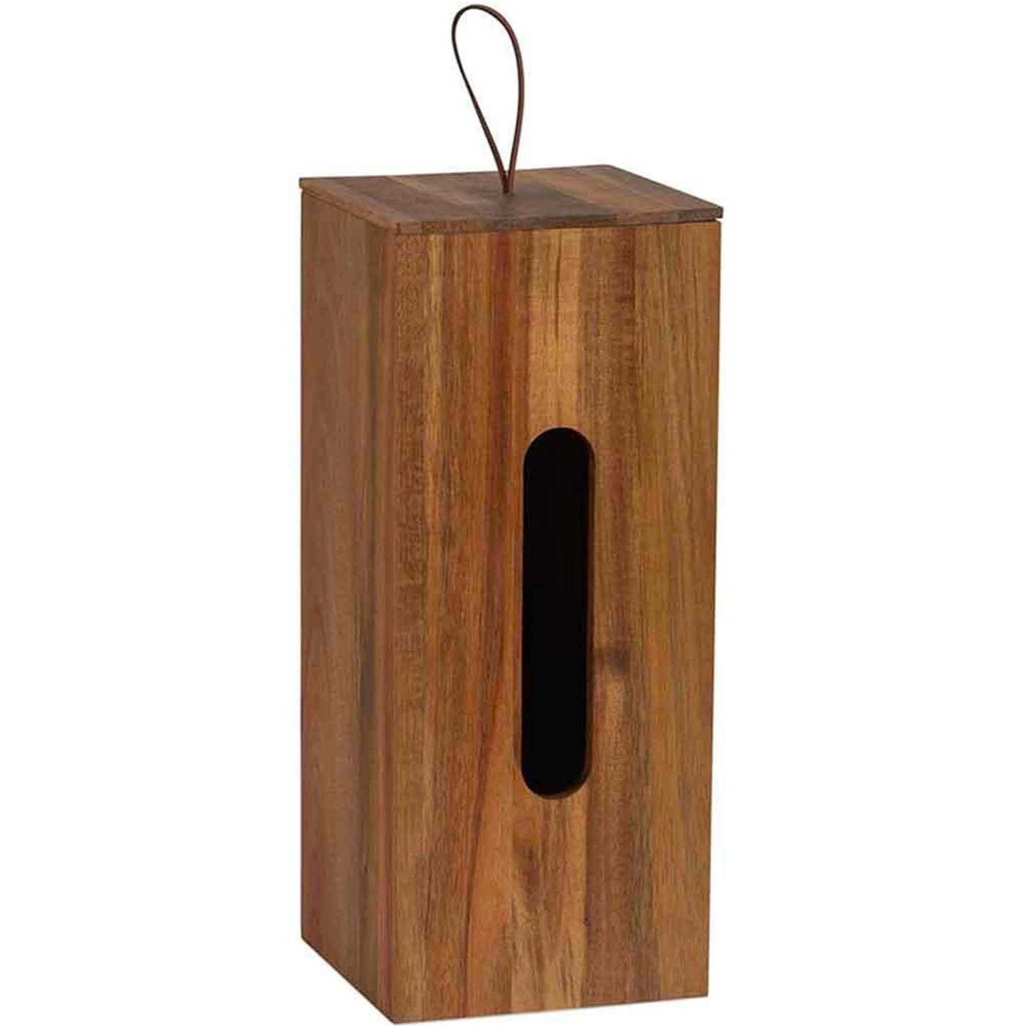 - Rangement stock rouleaux papier toilette en acacia 14x14x33cm