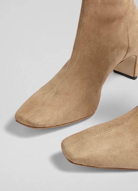 Marcia Brown Stretch Suede Leather Ankle Boots