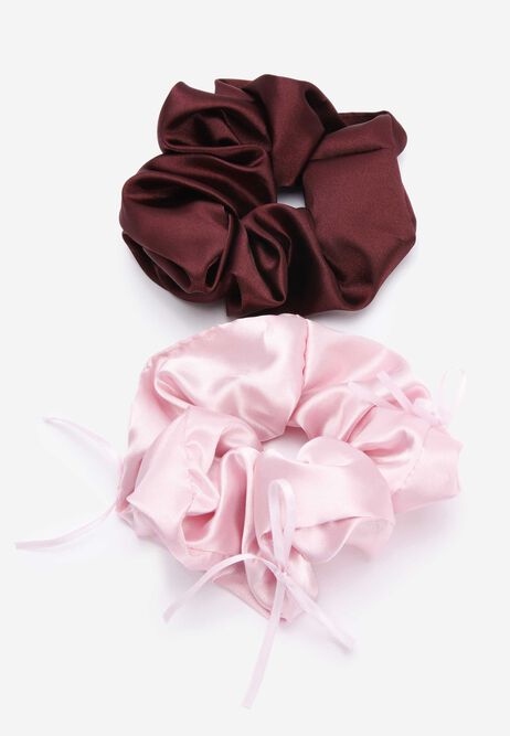 Womens 2pk Pink Sleep Satin Scrunchies