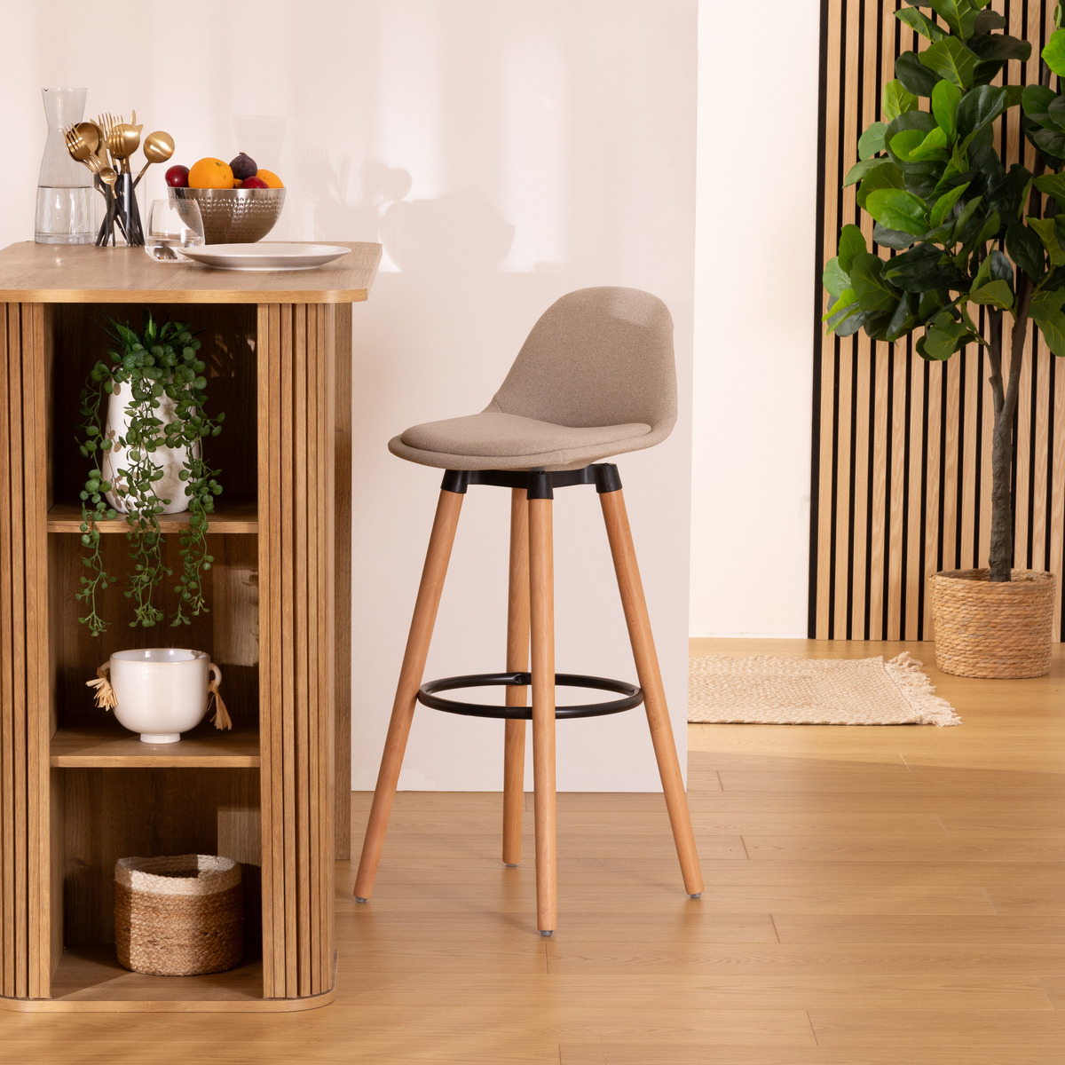 Bar stool "Maxon" Beige, H. 92.5 cm
