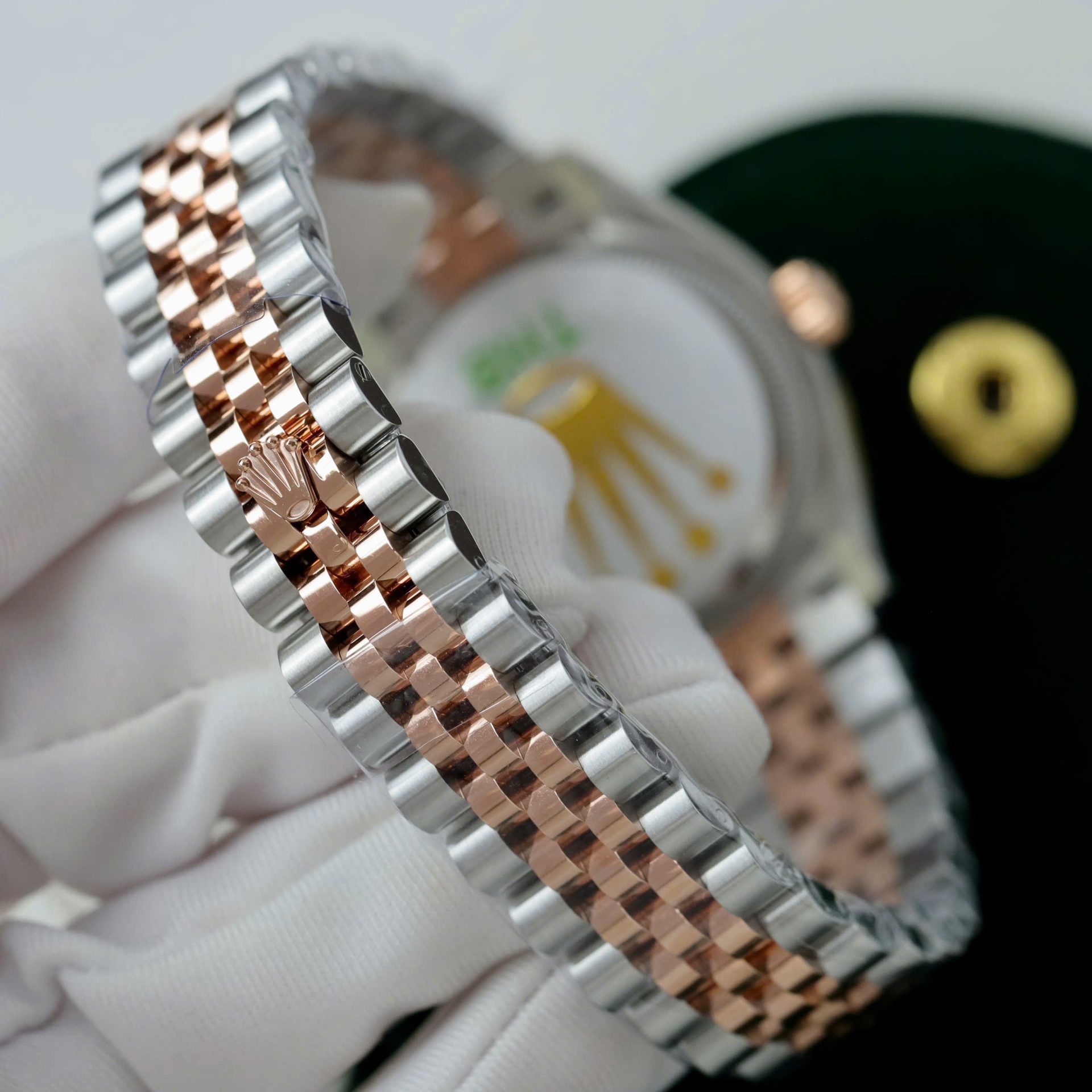 Rolex Datejust SS/RG Plated Grey Dial CZ Diamonds 31mm Jub THBF Replica