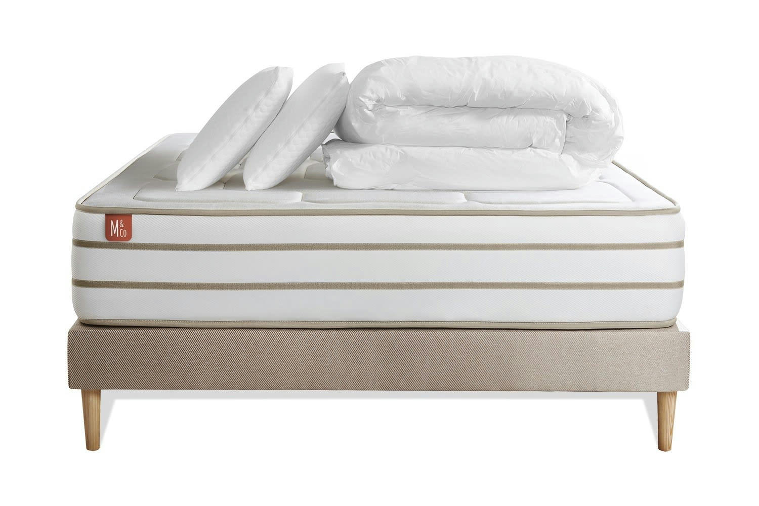 LE DOUILLET - Pack matelas sommier kit 140x190 oreiller couette