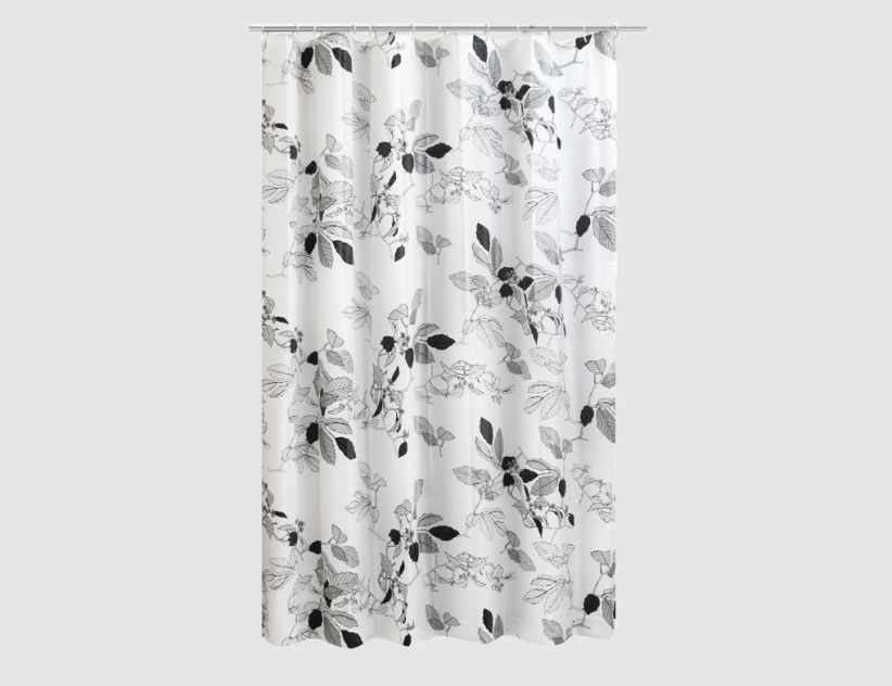 Duschvorhang Blumen Schwarz, Weiß 180x200cm
