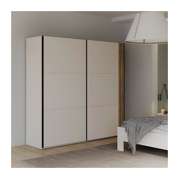Armoire aménagée - WAIKATO - 2 portes coulissantes - Blanc - 220,1 x 61,2 x 210,5 cm