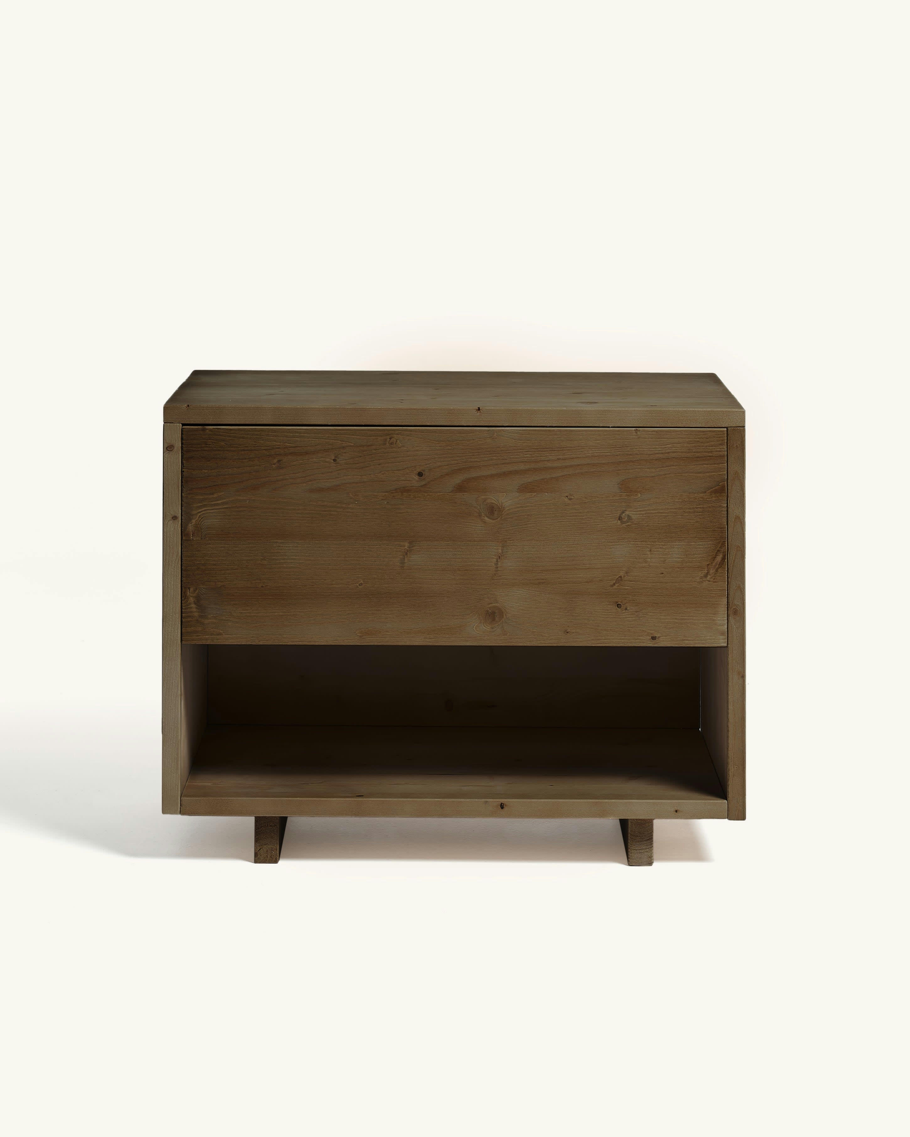 GINA - Table de chevet avec tiroir en bois en couleur marron